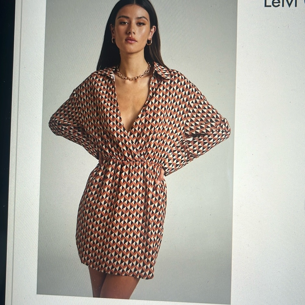 Collared long sleeve mini dress